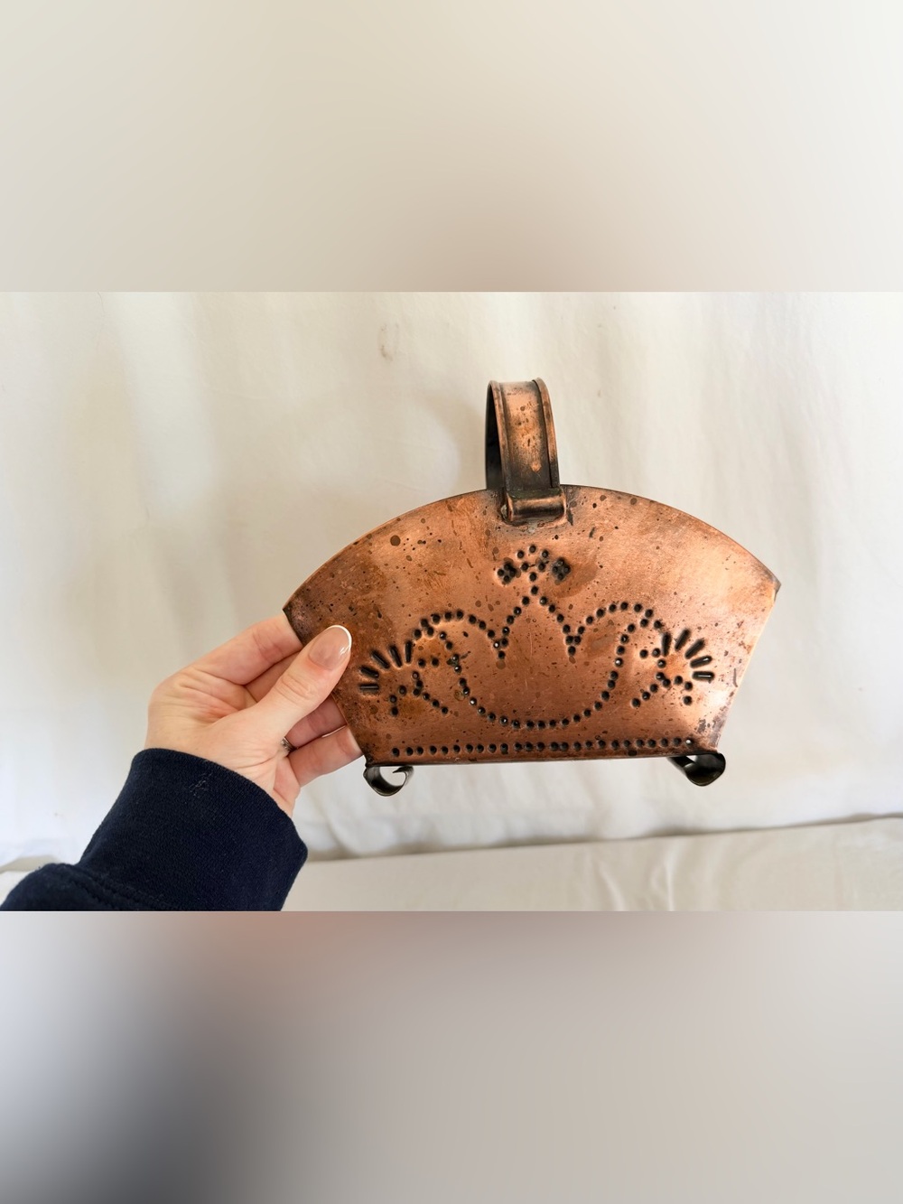 Vintage Copper Punch Tin Napkin Holder